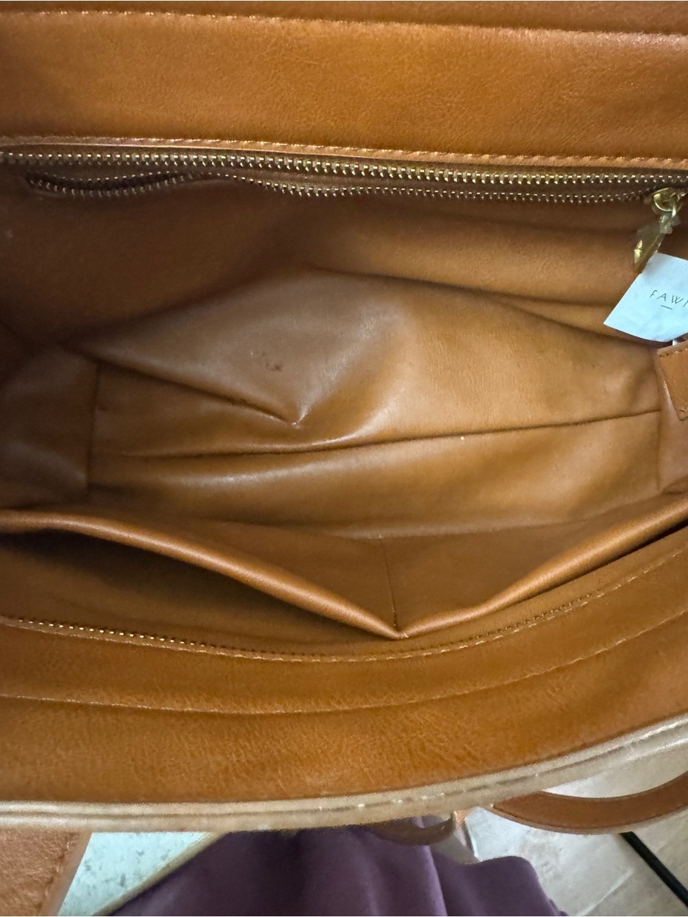 Fawn Design Cognac Leather Tote with Shoulder Strap - Picture 5 of 8